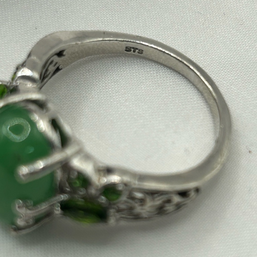 CHUCK CLEMENCY STS 925 Sterling Silver Jade Jadeite Ring Size 10 - Picture 4 of 7
